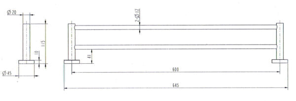 Cordoba Gunmetal Double Towel Rail 750mm