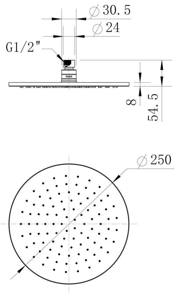 Cordoba Gunmetal Shower Head 250mm