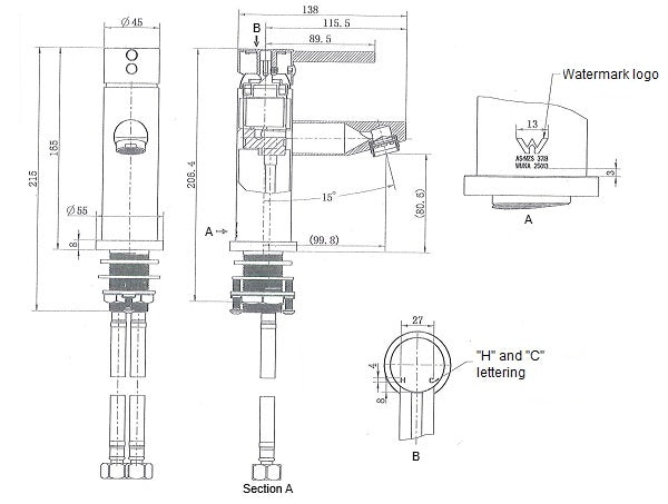 Marbella Brushed Gold Basin Mixer Straight Spout