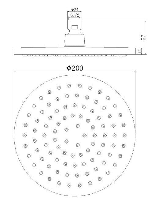 Valencia 200mm Brushed Nickel Shower Head