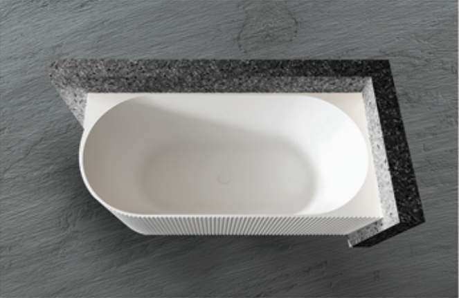Anika 1500mm Back-to-Wall Freestanding Bath – Contemporary Fluted Acrylic Tub