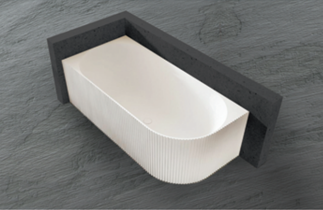 Anika 1500mm Back-to-Wall Freestanding Bath – Contemporary Fluted Acrylic Tub