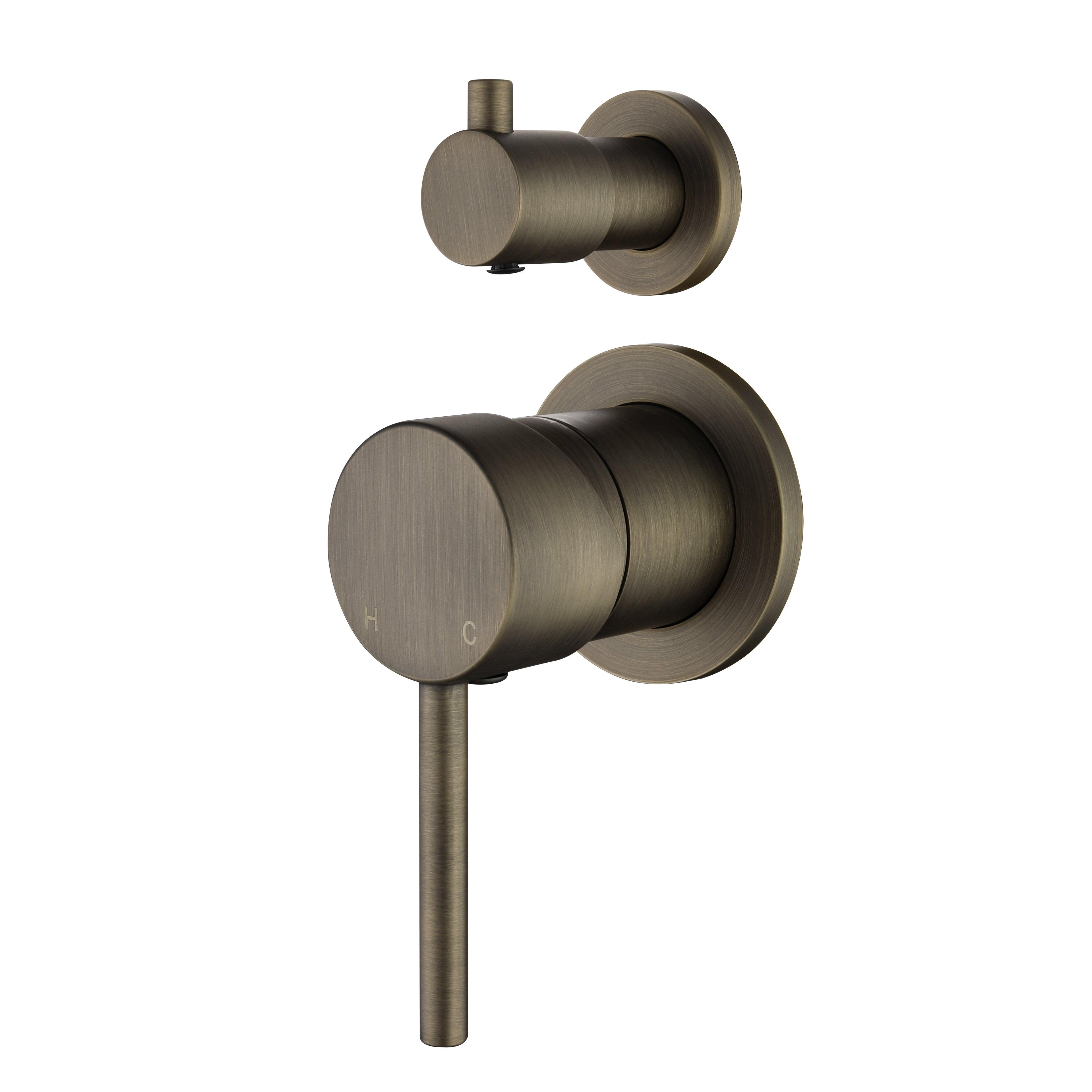 Seville Antique Brass Wall Mixer with Diverter