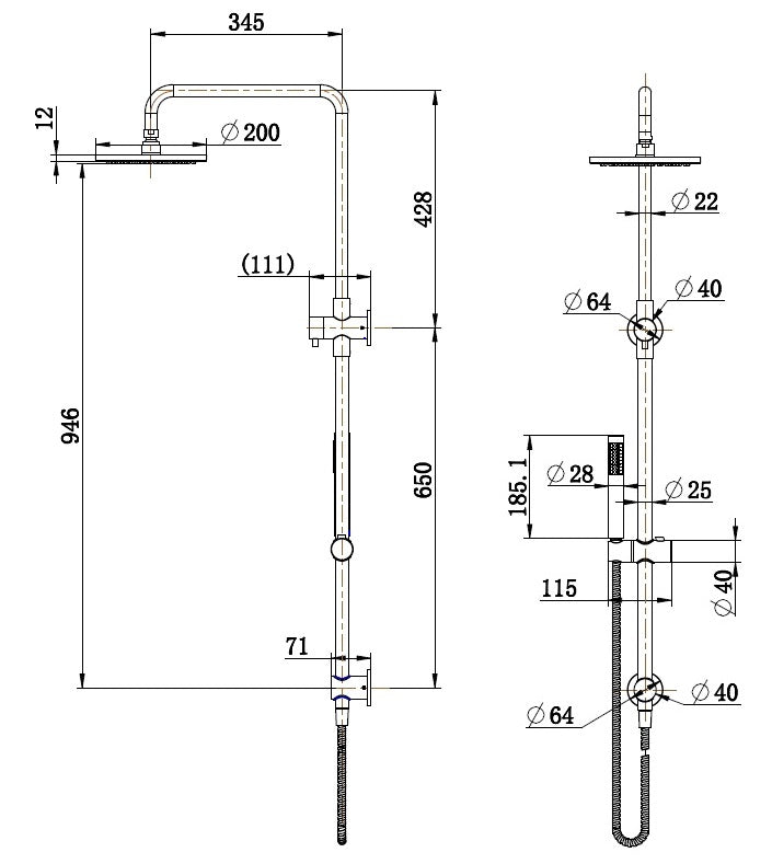 Valencia Brushed Nickel Dual Shower with Diverter