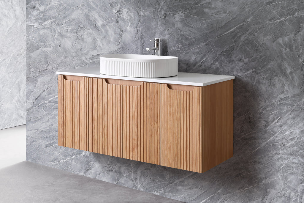 Duplex Wall Hung Vanity 1200mm – Grooved Panel Design with Organisers