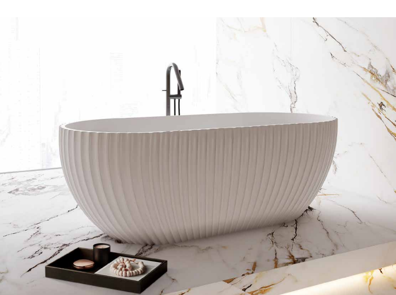 HENLEY Matte White Freestanding Bath – 1700mm Textured Oval Tub