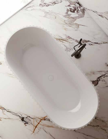 HENLEY Matte White Freestanding Bath – 1700mm Textured Oval Tub