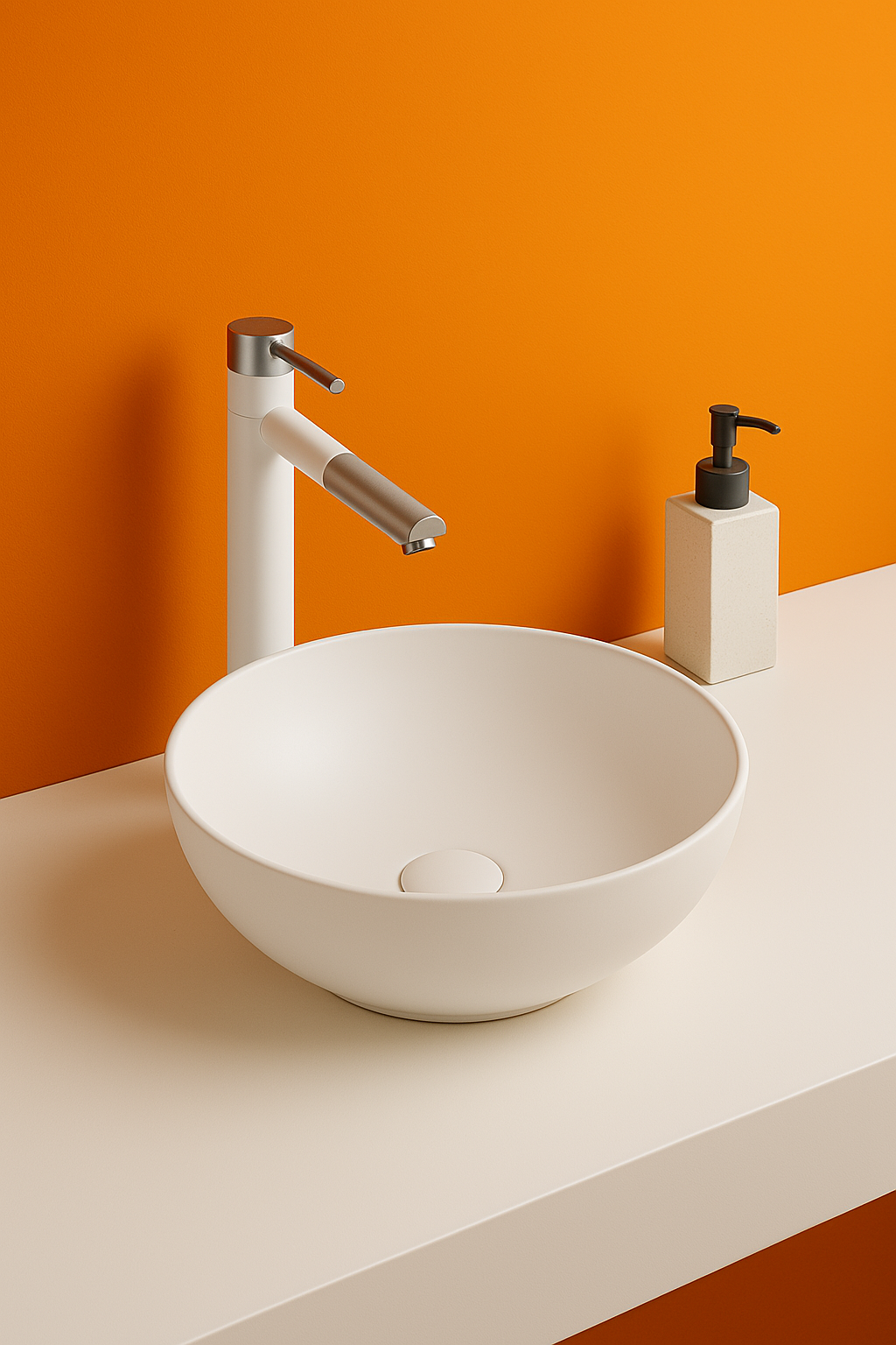 Round Countertop Basin – Glazed White Ceramic Vessel Sink 395mmx395mmx150mm