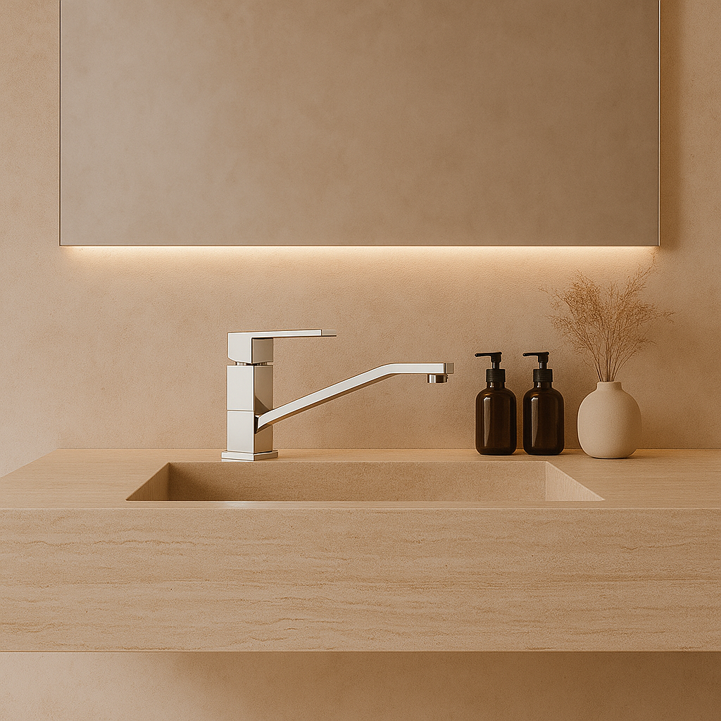 Square Kitchen Mixer with Long Spout