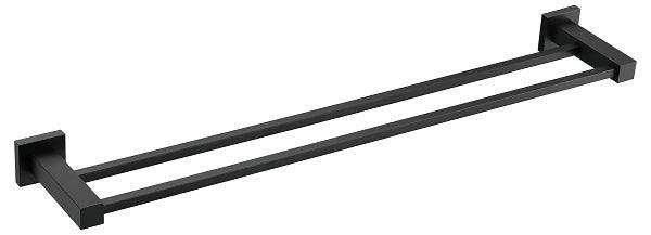 Black Square Double Towel Rail